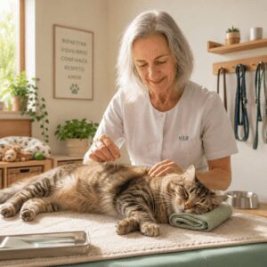 Acupuntura veterinaria en Vitae: alivio natural del dolor y estrés para perros y gatos. Formación específica en acupuntura animal en Castellón.